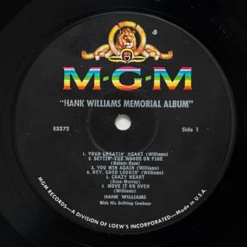 LP Hank Williams: Hank Williams Memorial Album