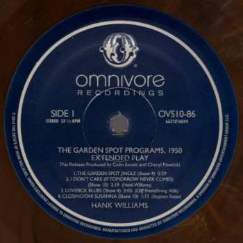 EP Hank Williams: The Garden Spot Programs, 1950 - Extended Play CLR | LTD