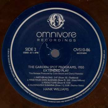 EP Hank Williams: The Garden Spot Programs, 1950 - Extended Play CLR | LTD