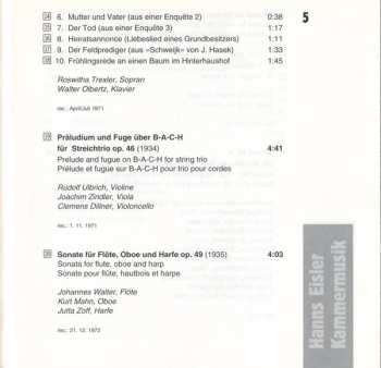 CD Hanns Eisler: Kammermusik = Chamber Music