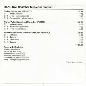CD Hans Gal: Chamber Music For Clarinet