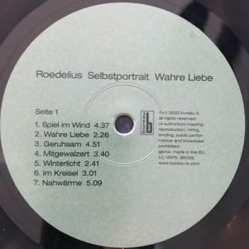 LP Hans-Joachim Roedelius: Selbstportrait Wahre Liebe