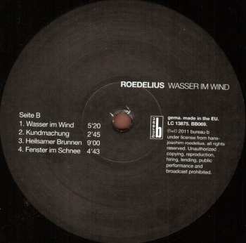 LP Hans-Joachim Roedelius: Wasser Im Wind