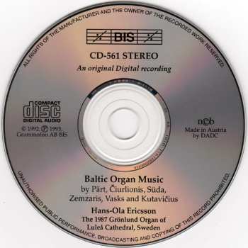 CD Arvo Pärt: Baltic Organ Music