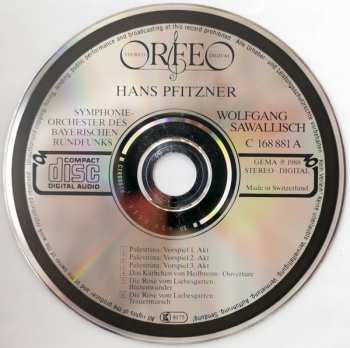 CD Symphonie-Orchester Des Bayerischen Rundfunks: Palestrina · Vorspiele / Käthchen von Heilbronn · Ouvertüre / Die Rose vom Liebesgarten · Zwischenspiele