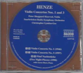CD Rundfunk-Sinfonieorchester Saarbrücken: Violin Concertos Nos. 1 And 3 • Five Night-Pieces