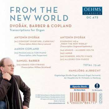 CD Antonín Dvořák: From The New World - Dvorak, Barber & Copland (Transcriptions For Organ)