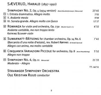 CD Ole Kristian Ruud: Symphonies Nos. 2 & 4 • Romanza • Barcarola • 50 Variazioni