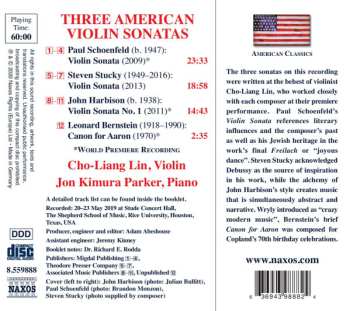 CD Leonard Bernstein: Three American Violin Sonatas
