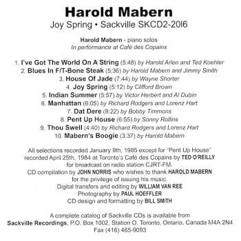 CD Harold Mabern: Joy Spring
