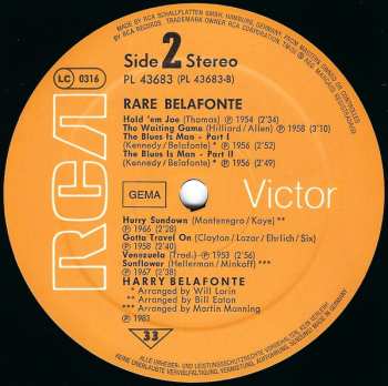 LP Harry Belafonte: Rare Belafonte