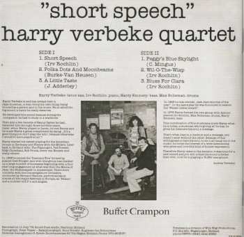 CD Harry Verbeke Quartet: Short Speech LTD