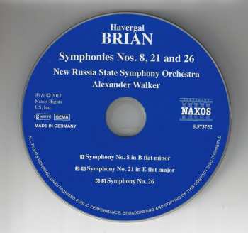 CD Havergal Brian: Symphonies Nos. 8, 21 And 26