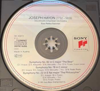 CD Esa-Pekka Salonen: Symphonies 22, 78, & 82