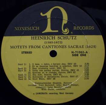 LP Heinrich Schütz: Motets From "Cantiones Sacrae"