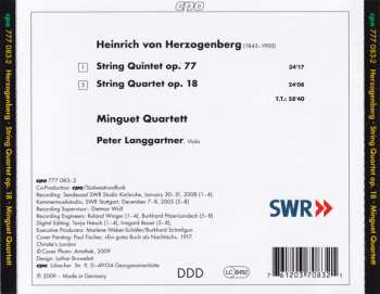 CD Heinrich Von Herzogenberg: String Quintet Op. 77, String Quartet Op. 18