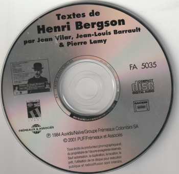 CD Henri Bergson: Henri Bergson Par Jean Vilar, Jean-Louis Barrault & Pierre Lamy