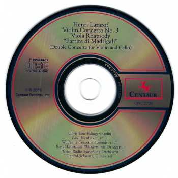 CD Radio-Symphonie-Orchester Berlin: Violin Concerto No. 3 / Viola Rhapsody / "Partita Di Madrigali" (Double Concerto For Violin And Cello)