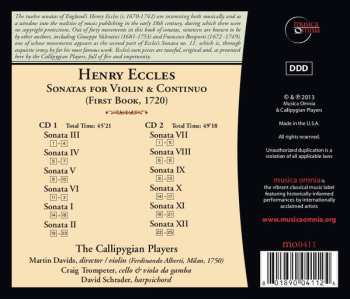 2CD Henry Eccles: Sonatas For Violin & Continuo (First Book, 1720)