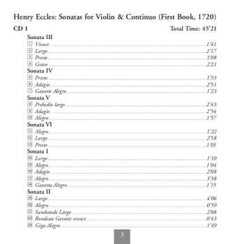 2CD Henry Eccles: Sonatas For Violin & Continuo (First Book, 1720)