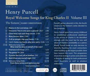 CD Henry Purcell: Royal Welcome Songs For King Charles II : Volume III