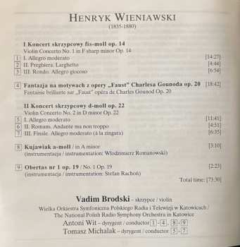 CD Henryk Wieniawski: Violin Concertos No.1, No.2 / Fantaisie "Faust" Op. 20 / Kujawiak In A Minor / Obertas Op. 19