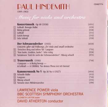 CD Paul Hindemith: Music For Viola And Orchestra