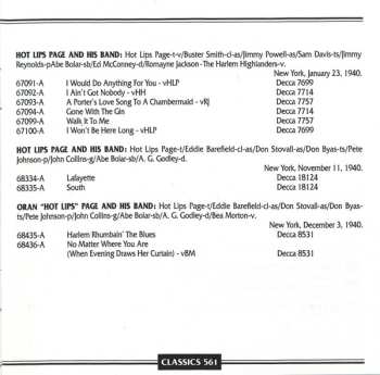 CD Hot Lips Page And His Band: 1938-1940