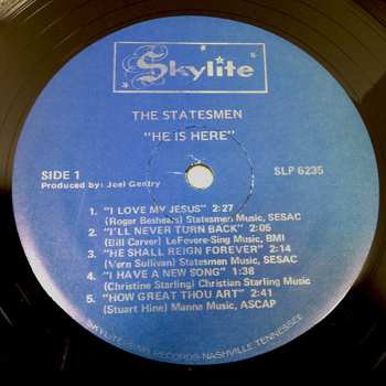 LP The Statesmen Quartet: He Is Here