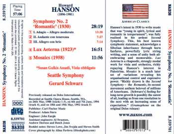 CD Howard Hanson: Symphony No. 2 'Romantic' • Lux Aeterna • Mosaics