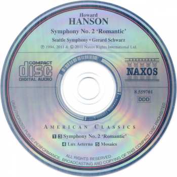 CD Howard Hanson: Symphony No. 2 'Romantic' • Lux Aeterna • Mosaics