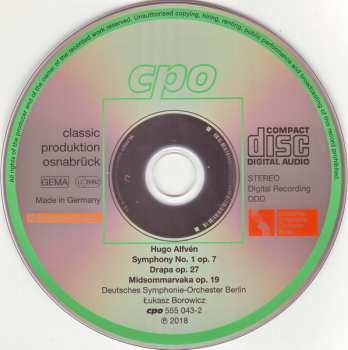 CD Deutsches Symphonie-Orchester Berlin: Symphony No. 1 ∙ Drapa ∙ Midsommarvaka