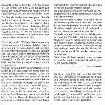 CD Hugo Distler: Die Weihnachtsgeschichte Und Liedmotetten Zur Weihnacht