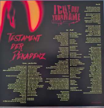 LP I Cut Out Your Name: Testament der Dekadenz(red/translucent)