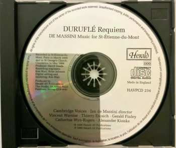 CD Maurice Duruflé: Requiem - Music For St-Étienne-Du-Mont
