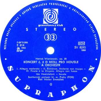 LP Ida Haendel: Romantické Houslové Koncerty