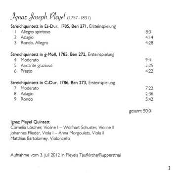 CD Ignaz Pleyel: Quintette Ben 271-273