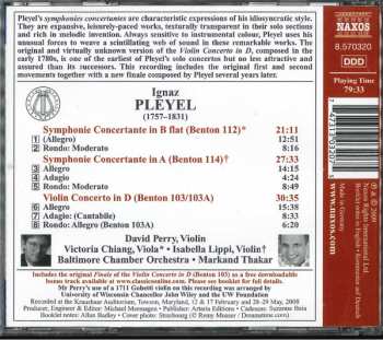 CD Ignaz Pleyel: Symphonies Conertantes Violin Concerto In D