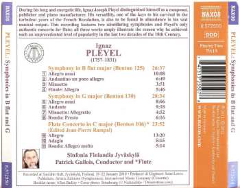 CD Ignaz Pleyel: Symphonies In B Flat And G Flute Concerto In C