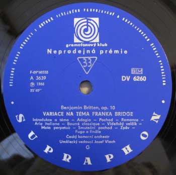 LP Igor Stravinsky: Apollon Musagète / Variace Na Téma F. Bridge, Op. 10