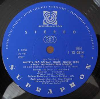LP The Czech Philharmonic Orchestra: Kantáta • Mše