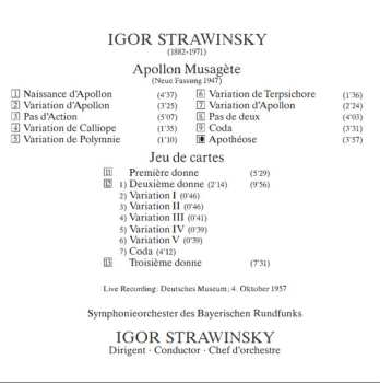 CD Igor Stravinsky: Stravinsky conducts Stravinsky: Apollon Musagete, Jeu de cartes / Stravinsky