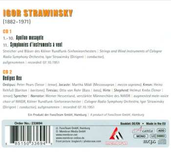2CD Igor Stravinsky: Oedipus Rex· Apollon Musagète · Symphonies D'Instruments À Vent