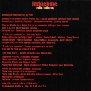 CD Indochine: Nuits Intimes