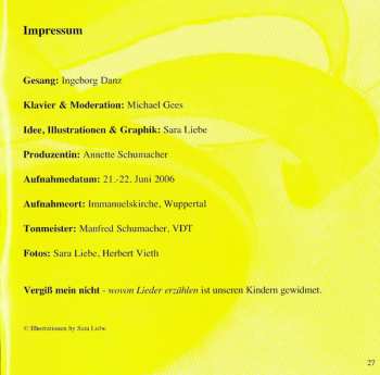CD Michael Gees: Vergiß Mein Nicht – Wovon Lieder Erzählen (Kinderkonzert)