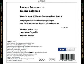 CD Josquin Capella: Missa Solennis (Musik Zum Kölner Gereonsfest 1663)