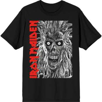 Merch Iron Maiden: Iron Maiden Unisex T-shirt: Eponymous Face Red Logo (black) (small) S