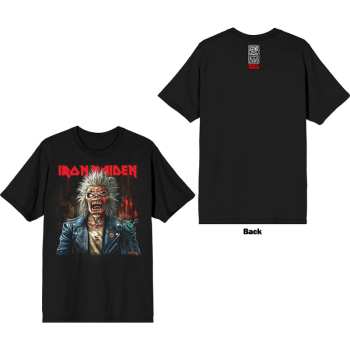 Merch Iron Maiden: Iron Maiden Unisex T-shirt: Est. 1975 Eddie Scream Portrait (black) (back Print) (small) S