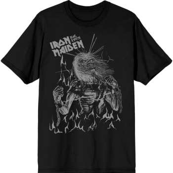 Merch Iron Maiden: Iron Maiden Unisex T-shirt: Est. 1975 Life After Death Flames (black) (small) S