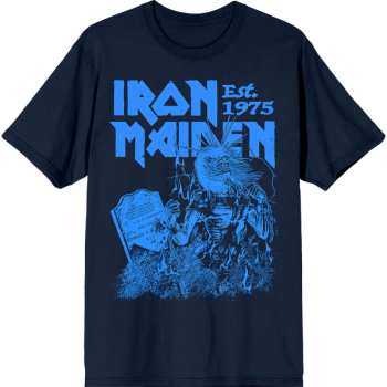 Merch Iron Maiden: Iron Maiden Unisex T-shirt: Est. 1975 Life After Death Stamp (navy Blue) (small) S